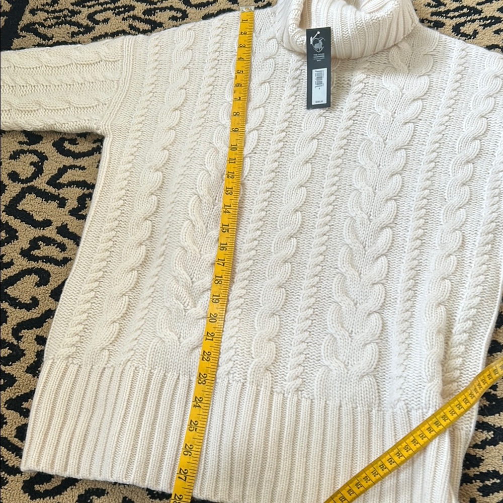 Cashmere & Wool Turtleneck Knit Sweater - Cream - Picture 9 of 14